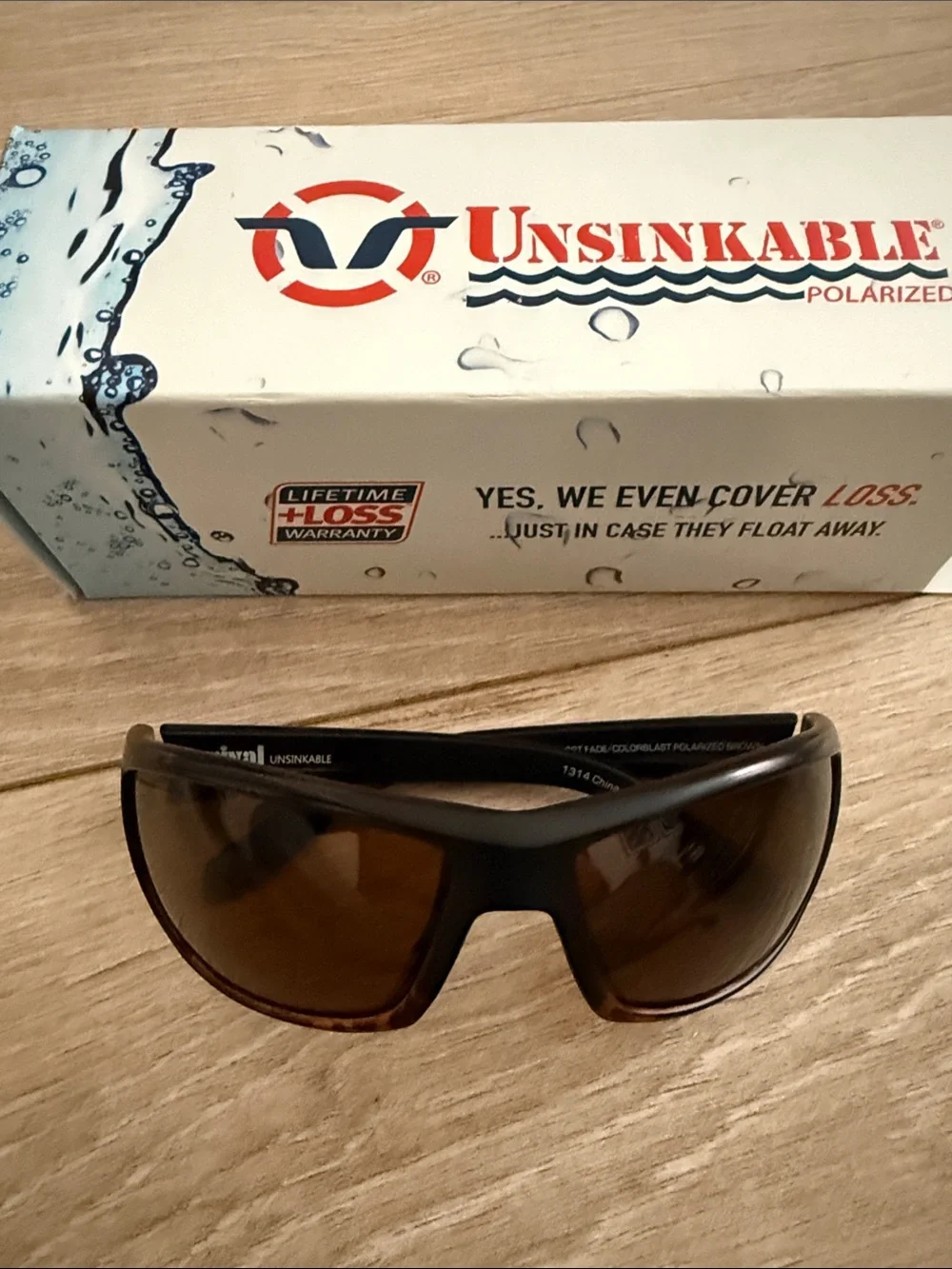 Men’s Polarized Unsinkable Sunglasses — Brown Lenses, Black tortoise shell Frame